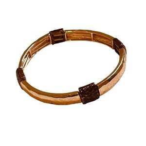 2/$15 - Rose Gold Tone Stretch Bracelet Textured Link Bangle Bracelet